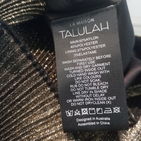 NWT La Maison TALULAH Golda Ruffle Gold Mini Dress M - Picture 7 of 10